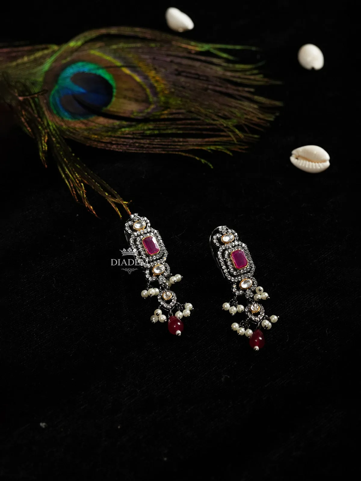 Dark Pink Ruby Radiance Necklace and Earrings Set