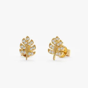 Diamond Palm Leaf Studs, Sasha