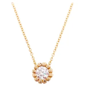 Diamond Solitaire Necklace, Yellow Gold, Round Brilliant Diamond Pendant Star