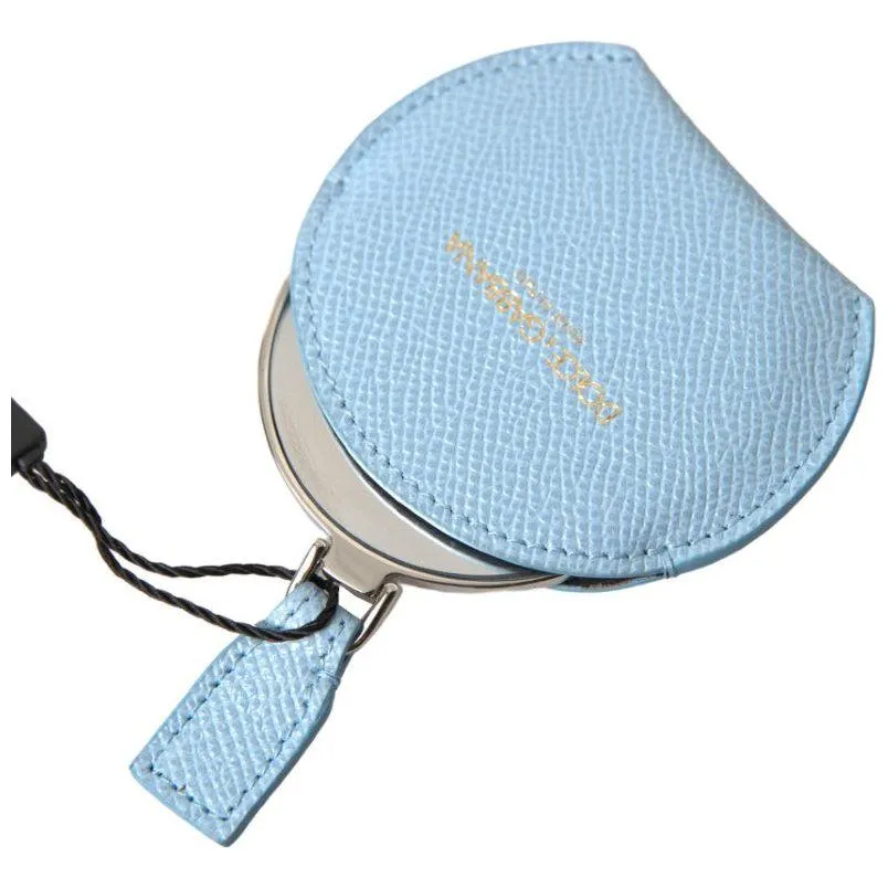 Dolce & Gabbana Elegant Leather Mirror Holder in Light Blue