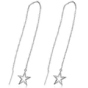 Edgy Diamond Cut Starburst Silver Thread Earrings