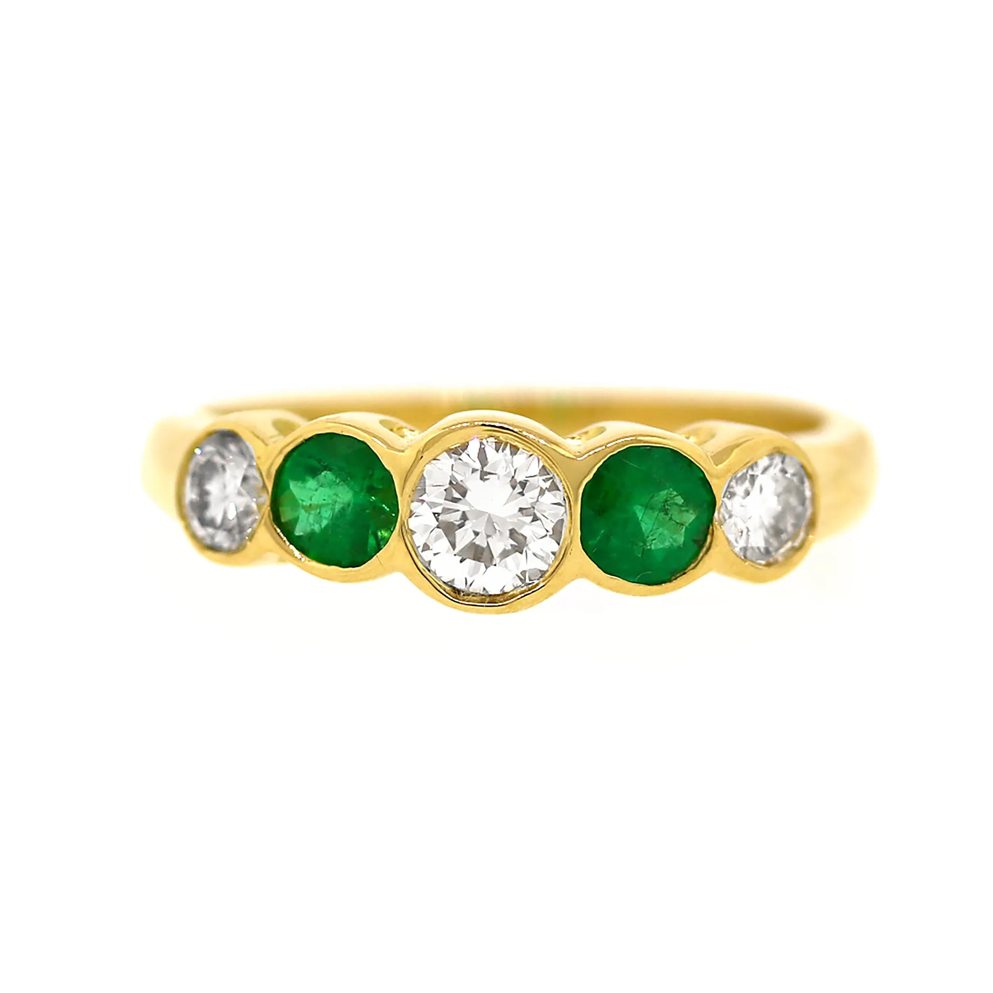 Emerald and Diamond Classic 5 Stone Ring