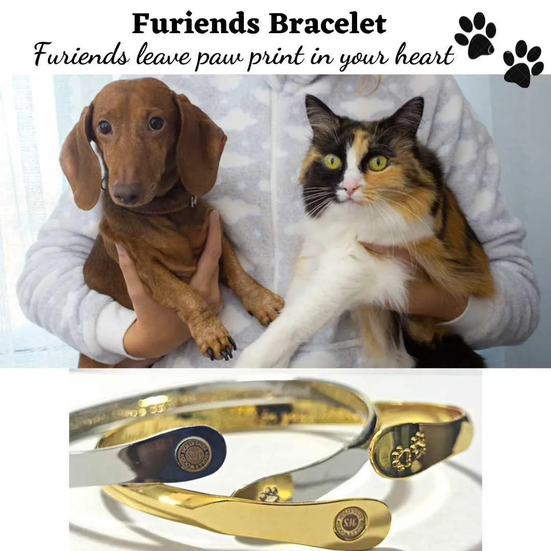 Furry Friends Bracelets, Engraved  Furiends leave paw print in your heart- Paw Prints ( Furry Friends) Dog Bracelets, Cat Bracelets ,Pet Bracelets