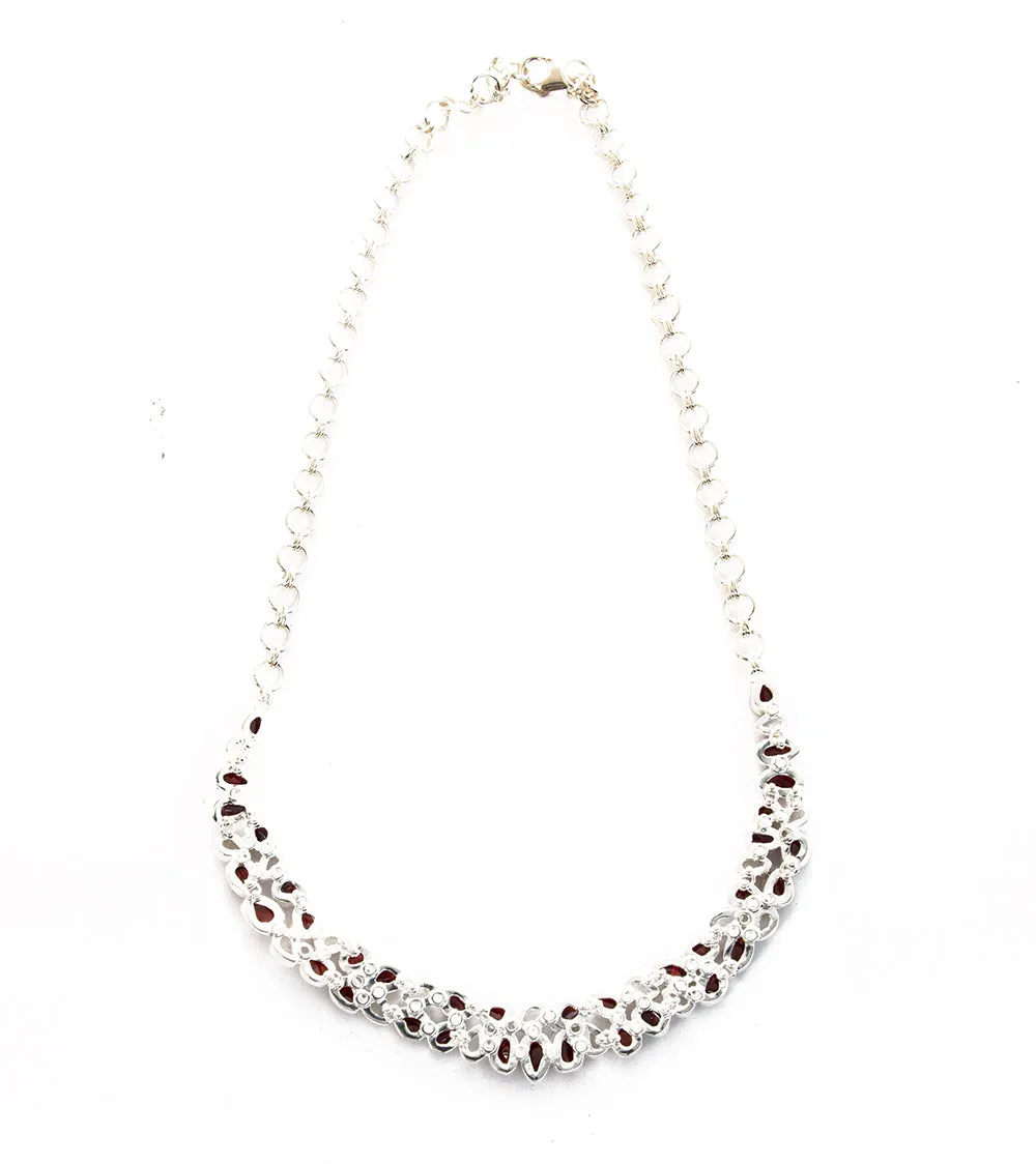 Garnet & Rainbow Moonstone Necklace