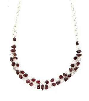 Garnet & Rainbow Moonstone Necklace