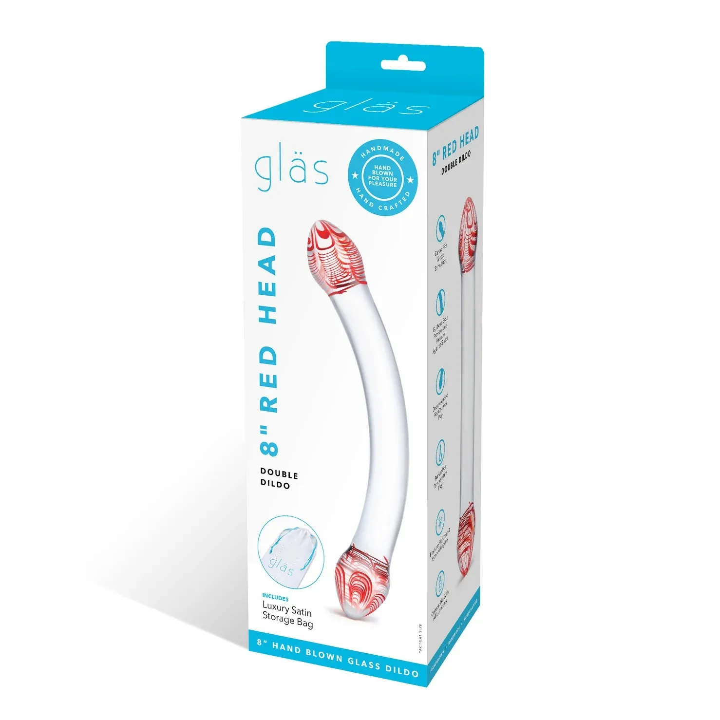 Gläs 8-Inch Red Head Double-Ended Dildo - Premium Glass Pleasure Tool