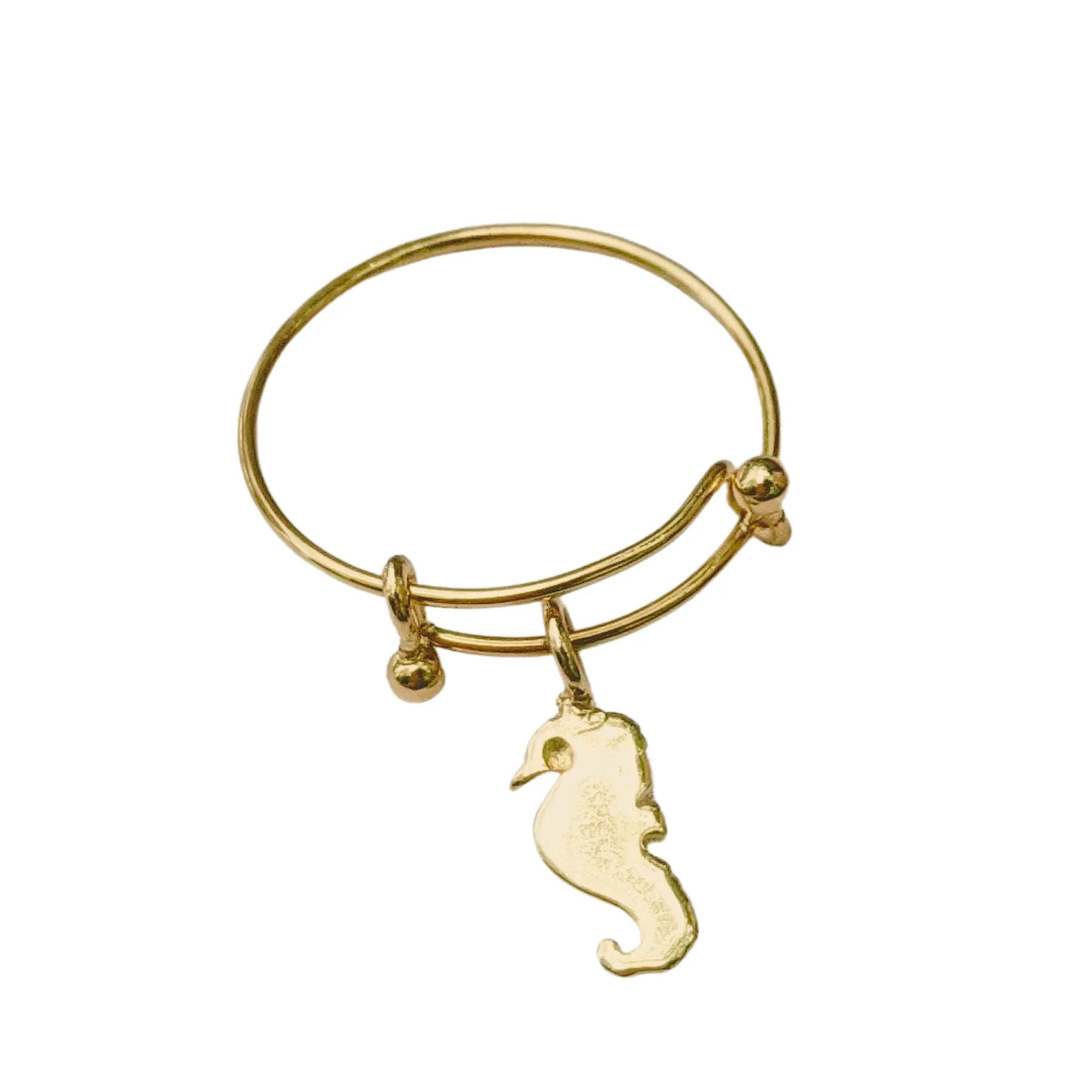 Gold Seahorse Dangle Adjustable Charm Ring