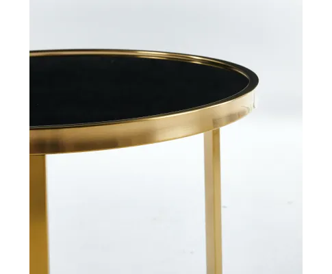 Interior Ave - Designer Giselle Black Glass & Brushed Gold Coffee Table Set