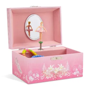 Jewelkeeper Girl's Musical Jewelry Storage Box with Spinning Ballerina, Pink Design, Swan