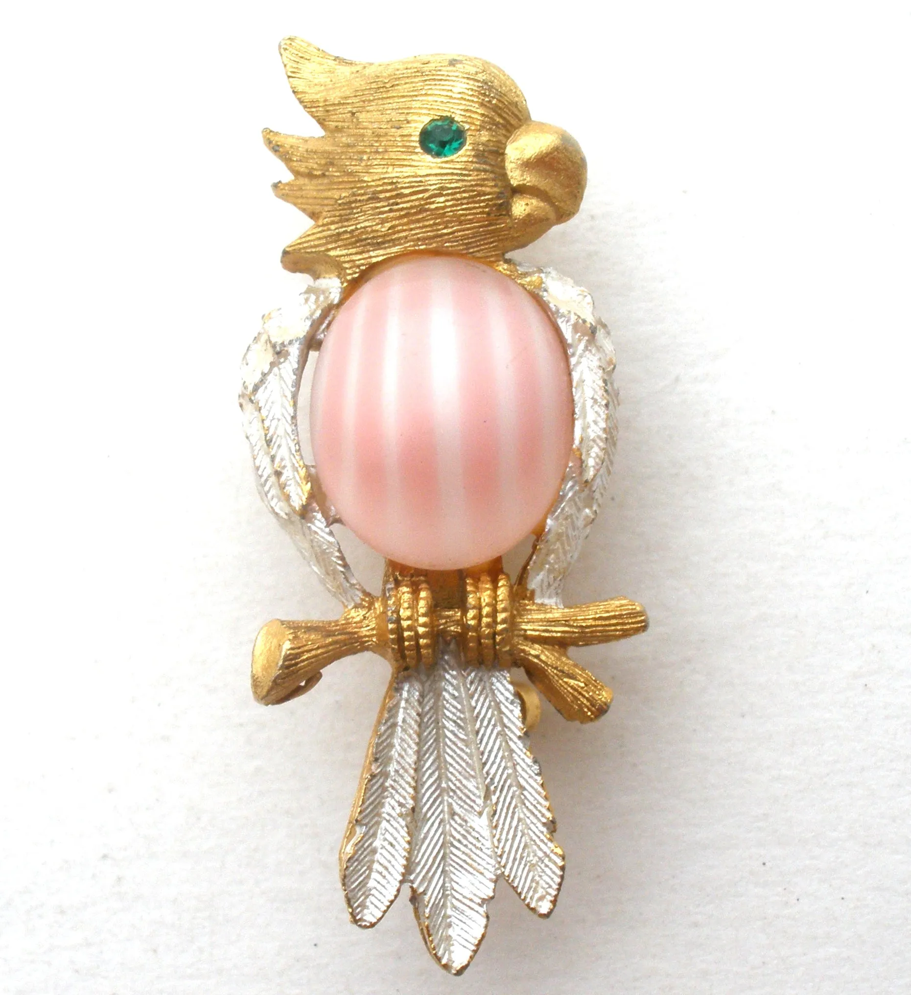 JJ Pink Jelly Belly Parrot Bird Pin Brooch Vintage