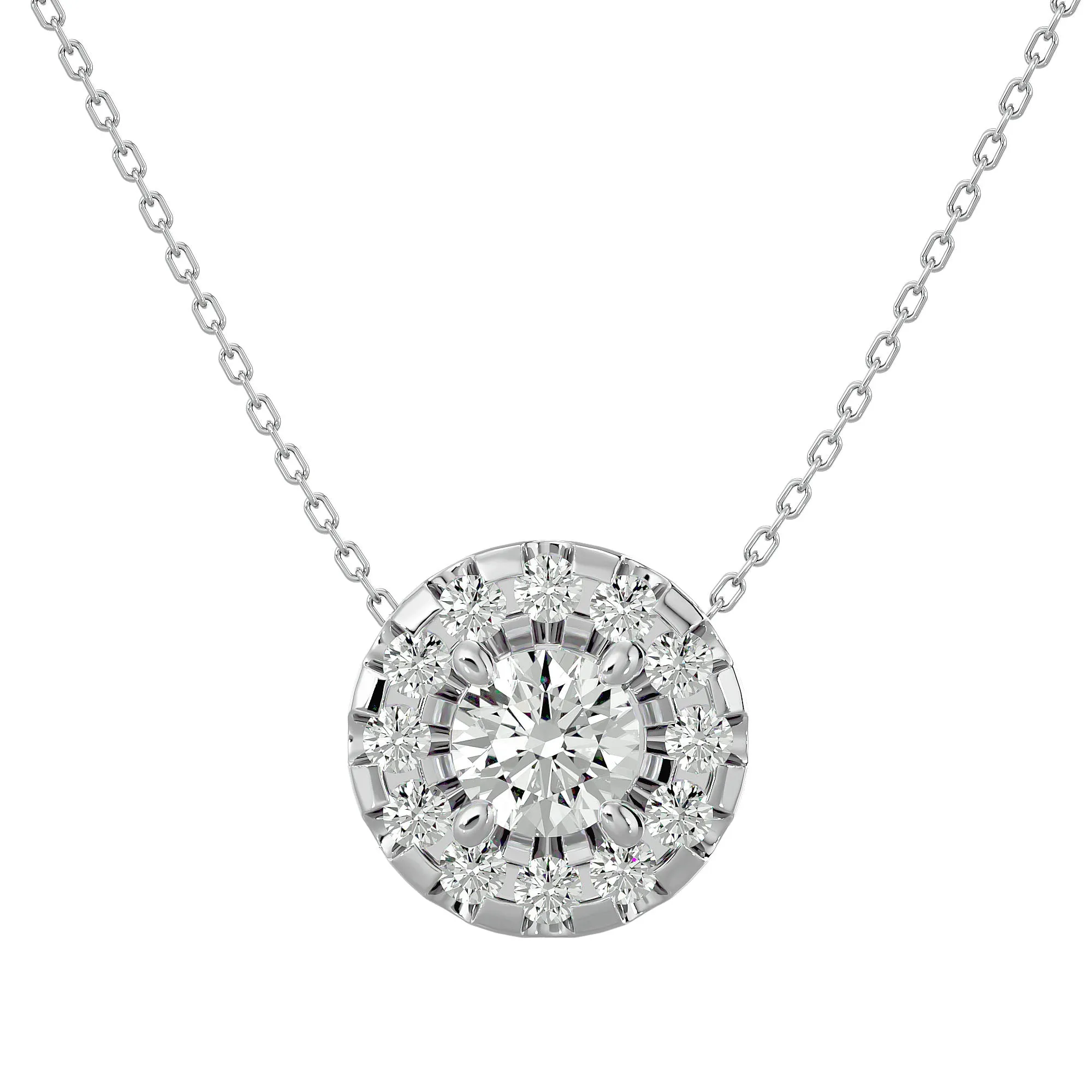 Lab Diamond Halo Solitaire Pendant