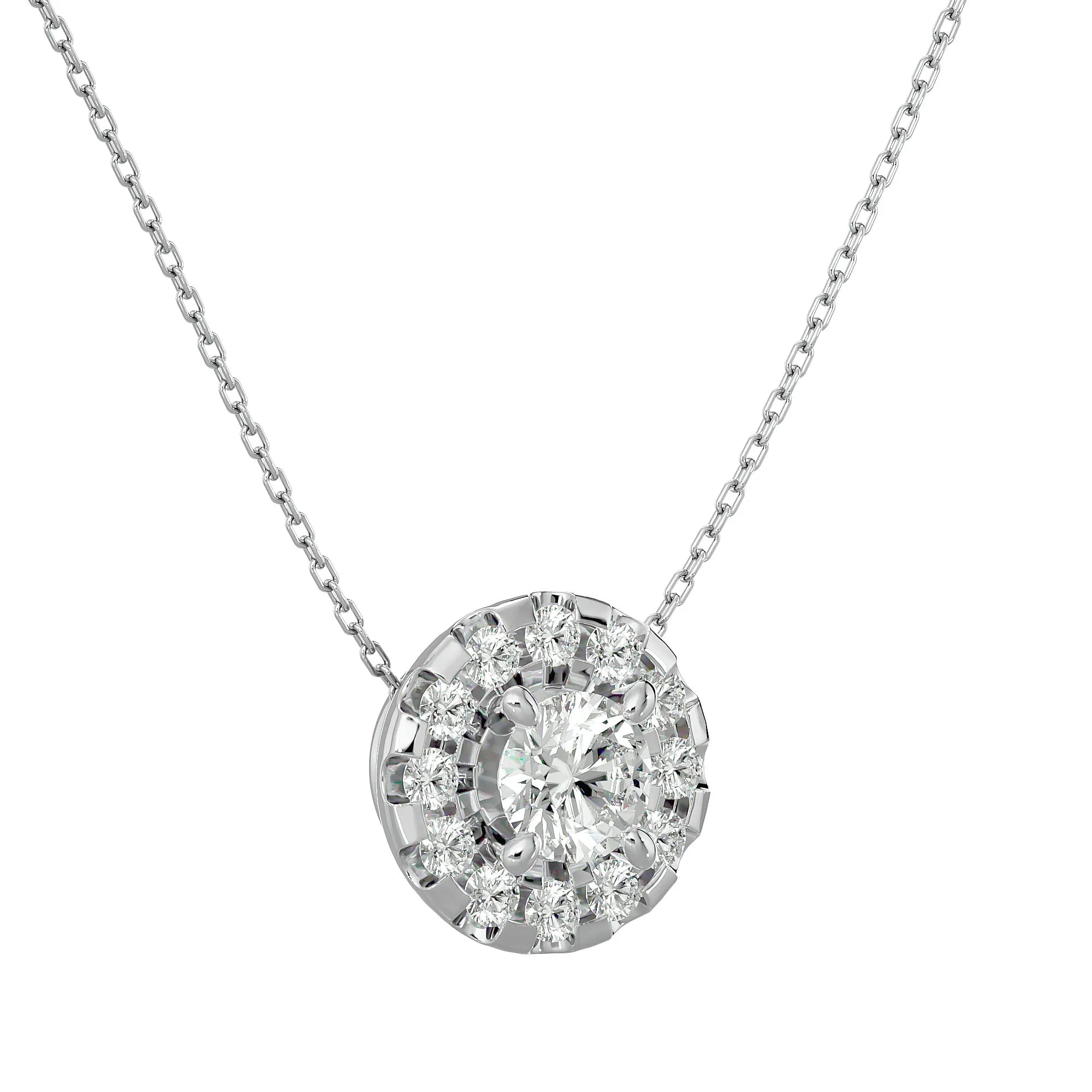 Lab Diamond Halo Solitaire Pendant