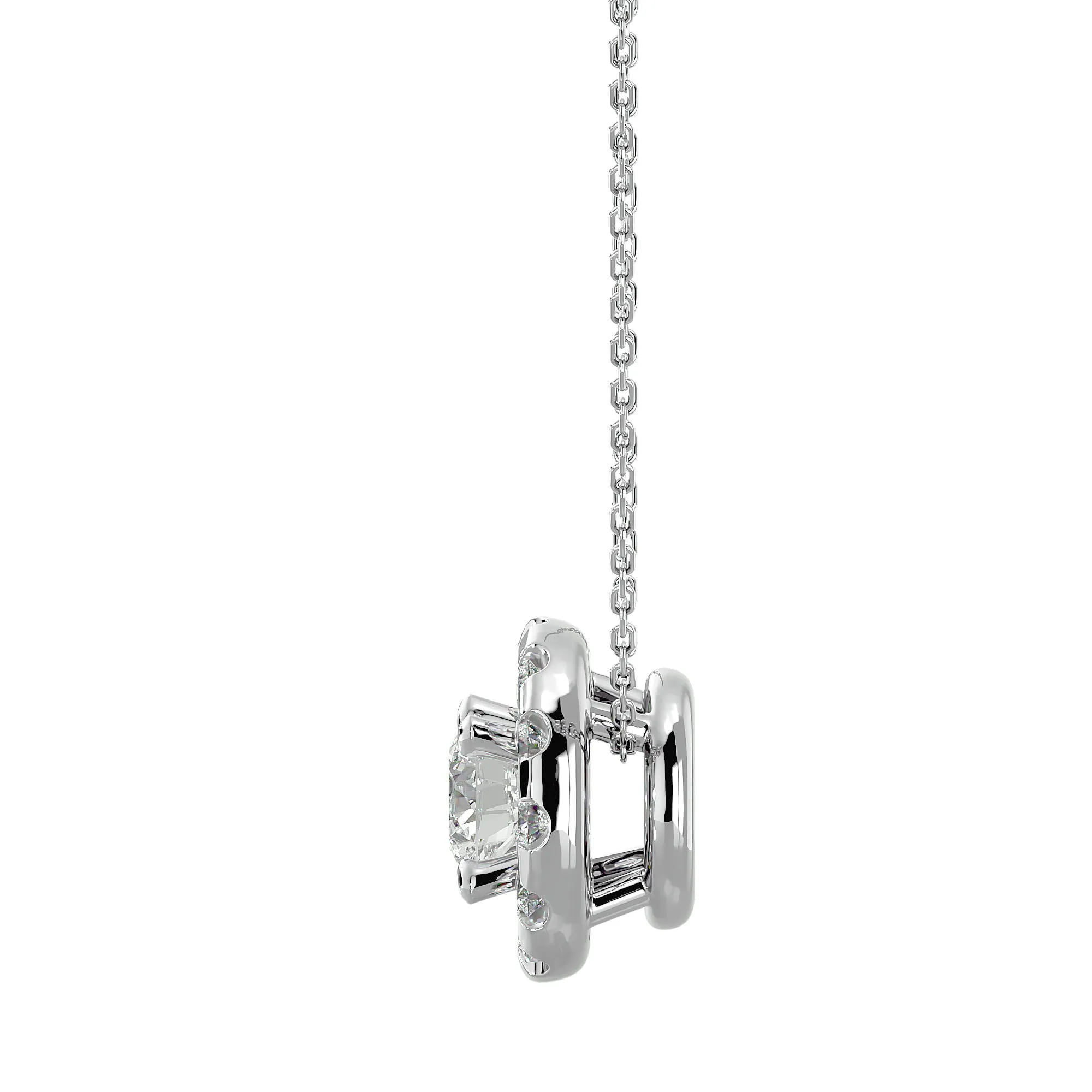 Lab Diamond Halo Solitaire Pendant