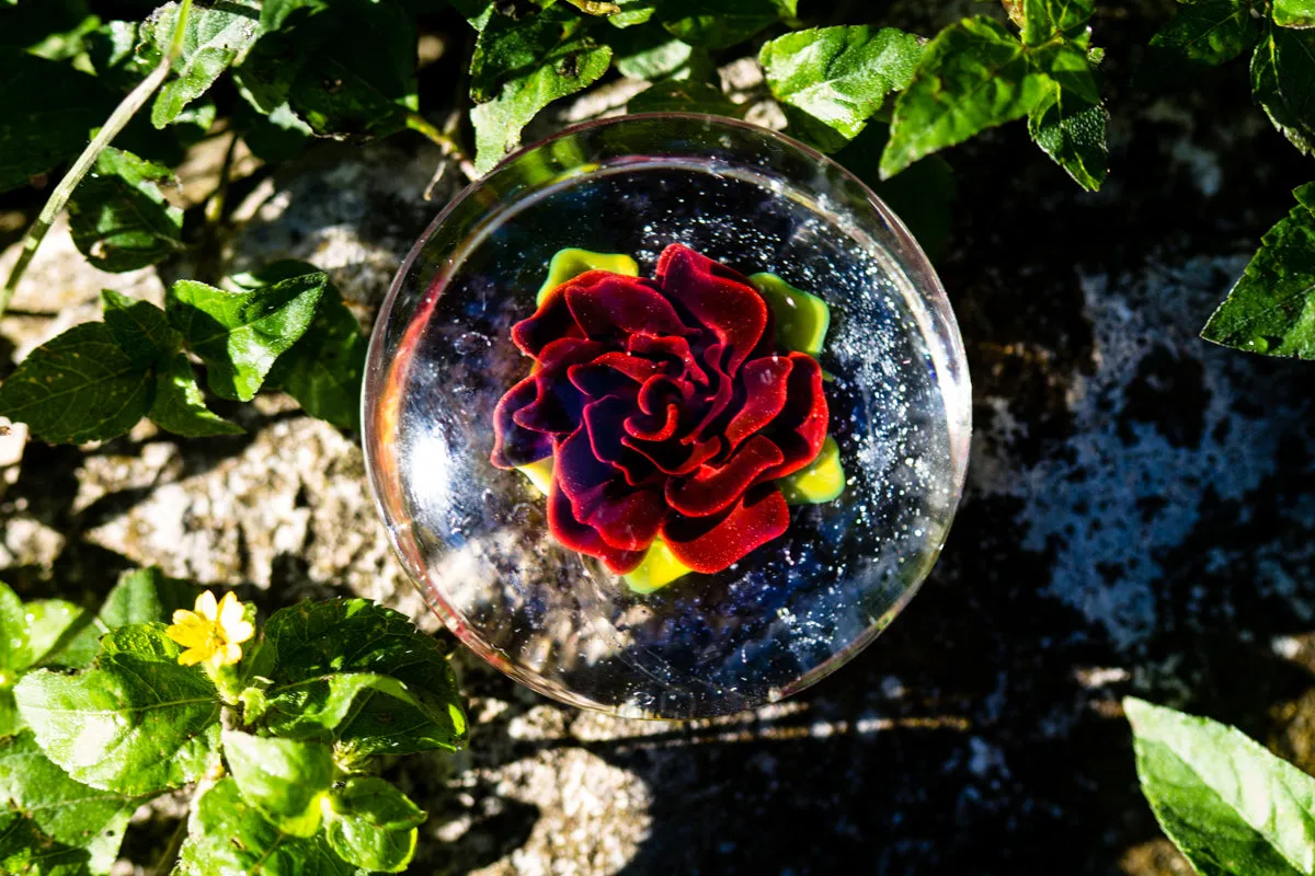 Large Rose Glass Touchstone with Infused Cremains