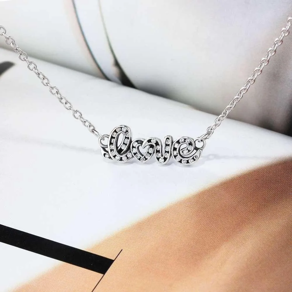 Letter LOVE Pendant For Women Zirconia Stud Necklace For Women