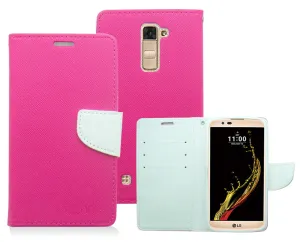 LG K10/AH2 WHITE/PINK LEATHER WALLET CASE