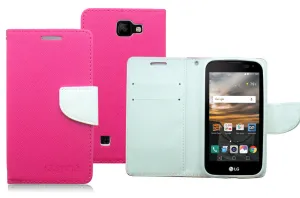 LG K3/LS450 WHITE/PINK LEATHER WALLET CASE