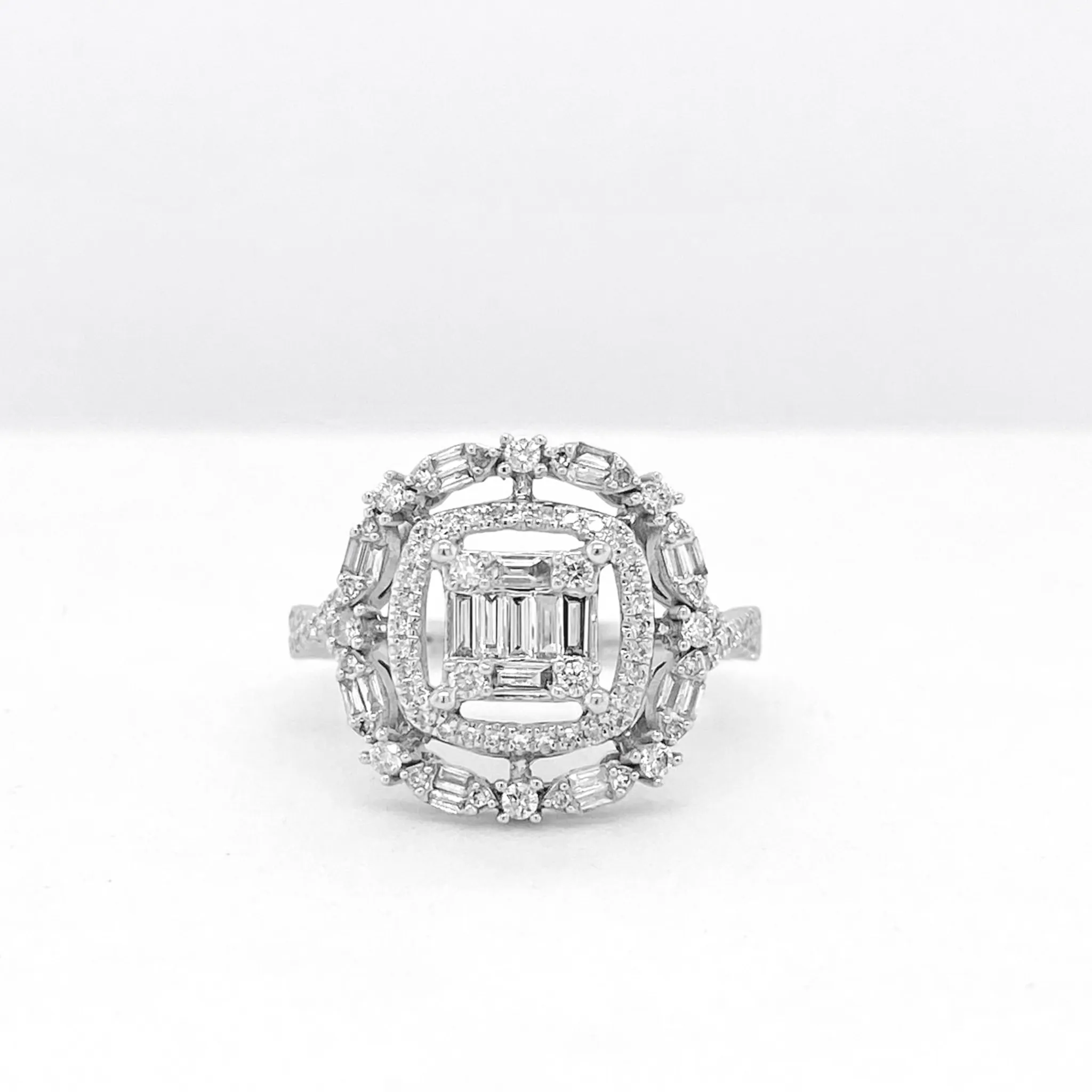 #LVNA2024 |  Cushion Baguette Floral Diamond Ring 14kt