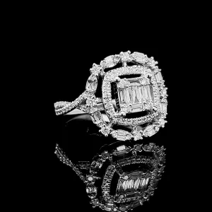 #LVNA2024 |  Cushion Baguette Floral Diamond Ring 14kt