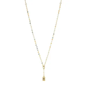 Marlyn Schiff Crystal Beaded Y Necklace with Starburst Pendant