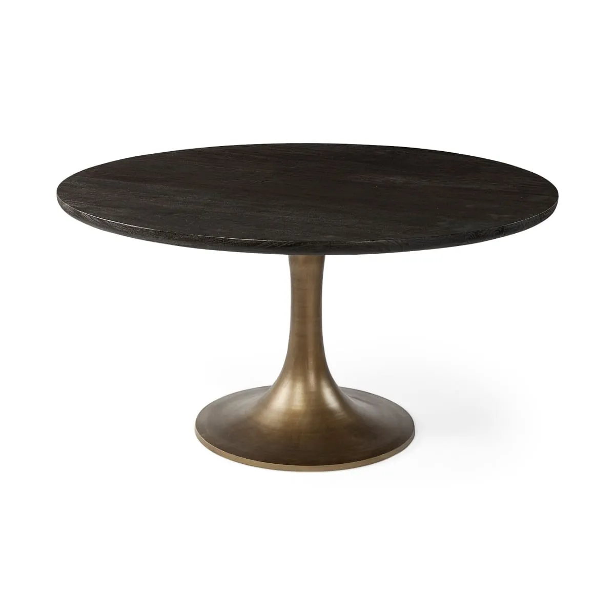 McLeod Dining Table Brown Wood | Gold Metal