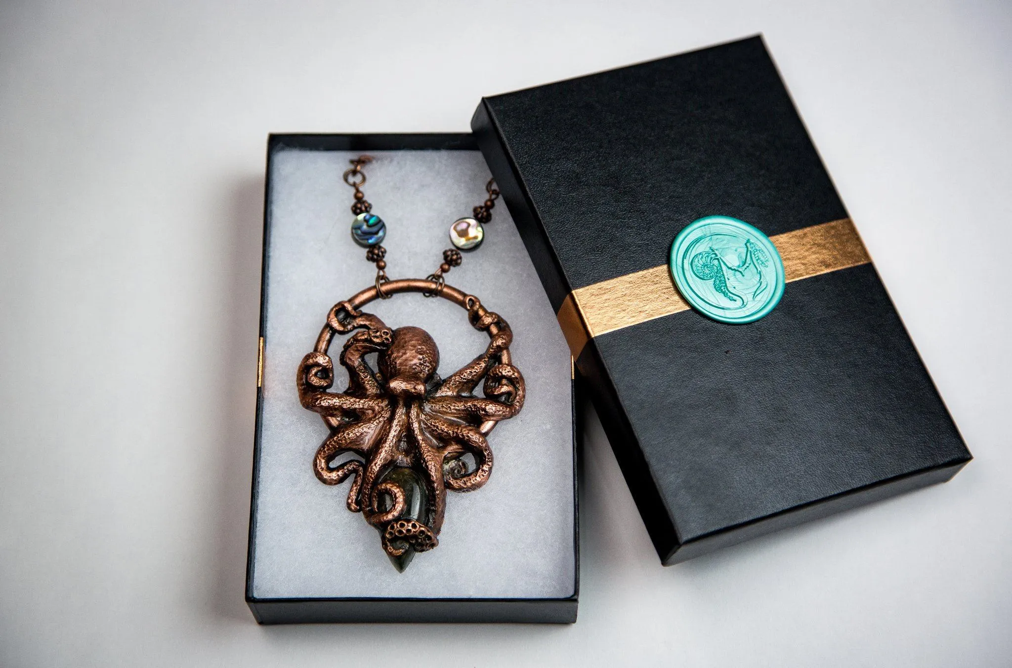 Octopus Pendant with Labradorite Stone