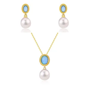 Opal Freshwater Baroque Pearls Earrings Gold Vermeil