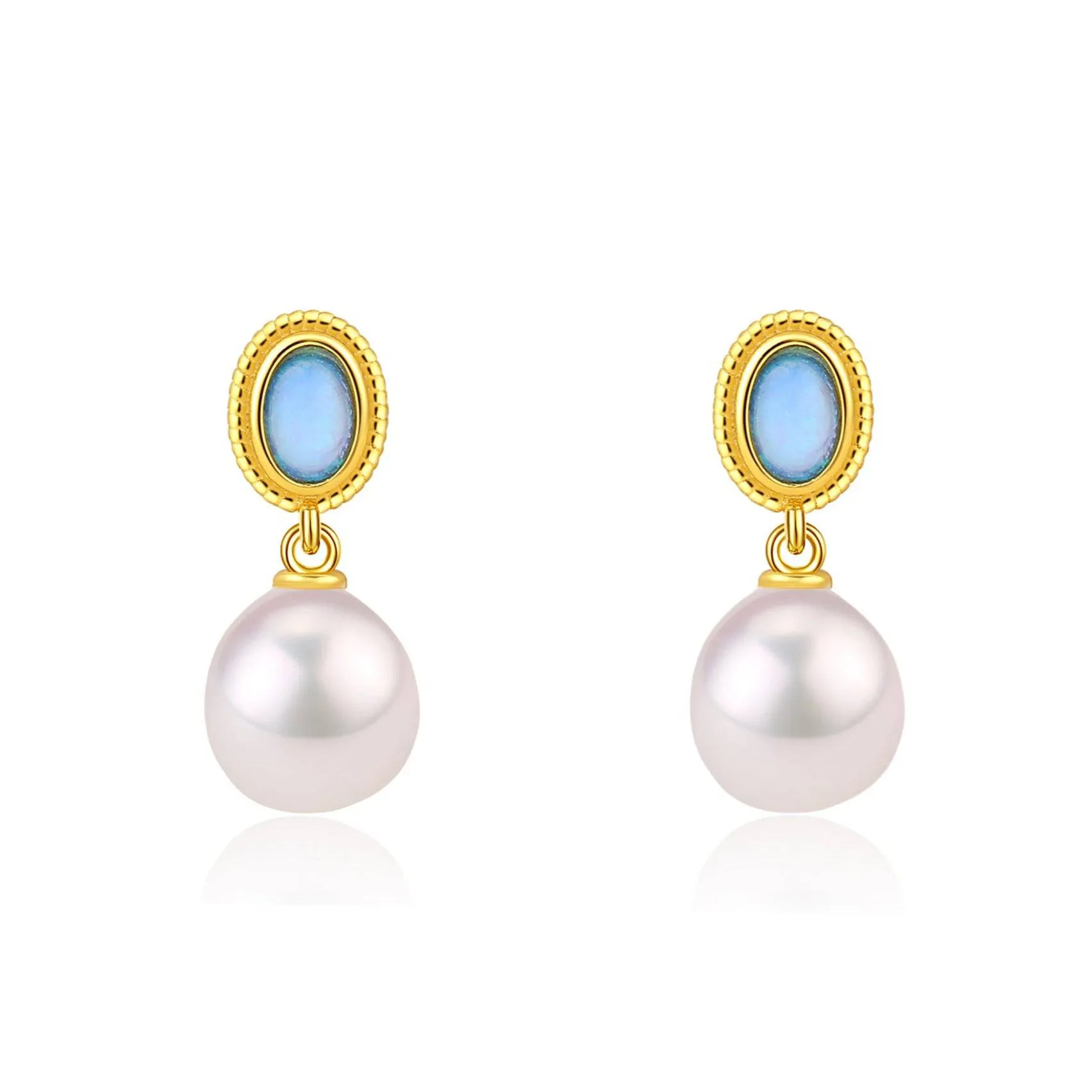 Opal Freshwater Baroque Pearls Earrings Gold Vermeil