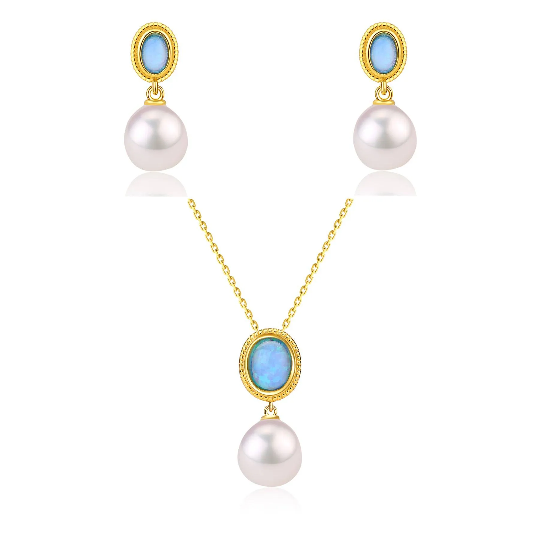 Opal Freshwater Baroque Pearls Earrings Gold Vermeil