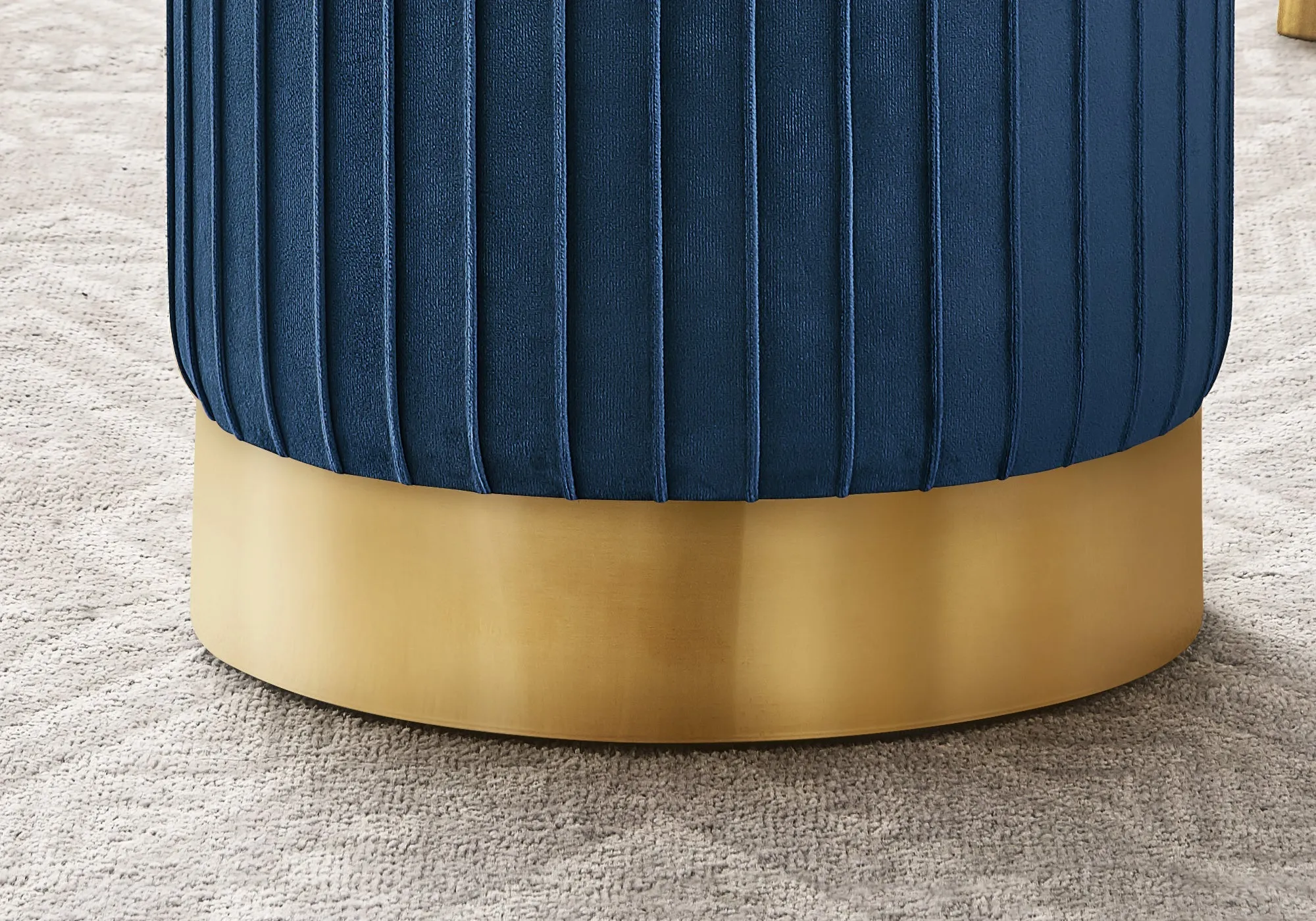 Ottoman - Blue Velvet / Gold Metal Base