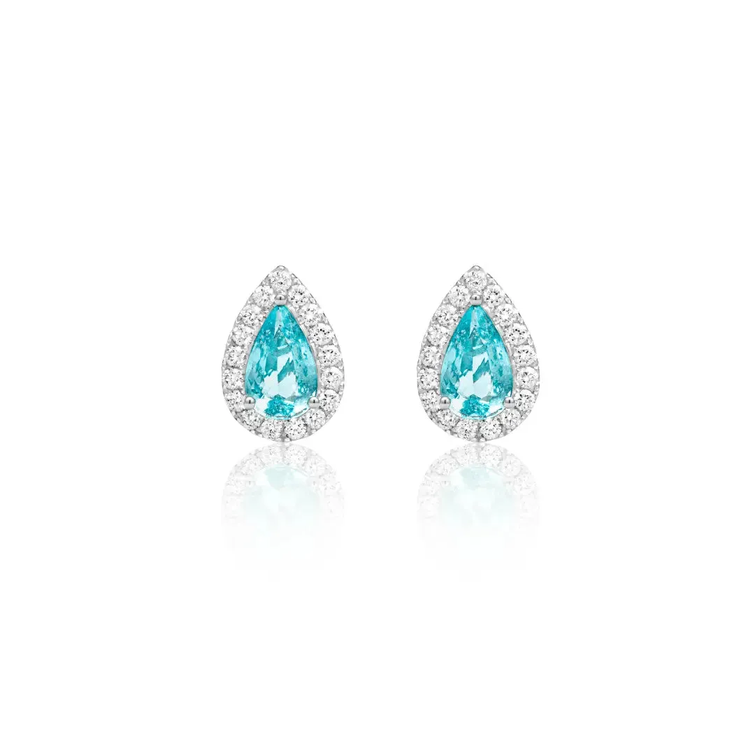 Paraiba Tourmaline Pear Stud Earrings