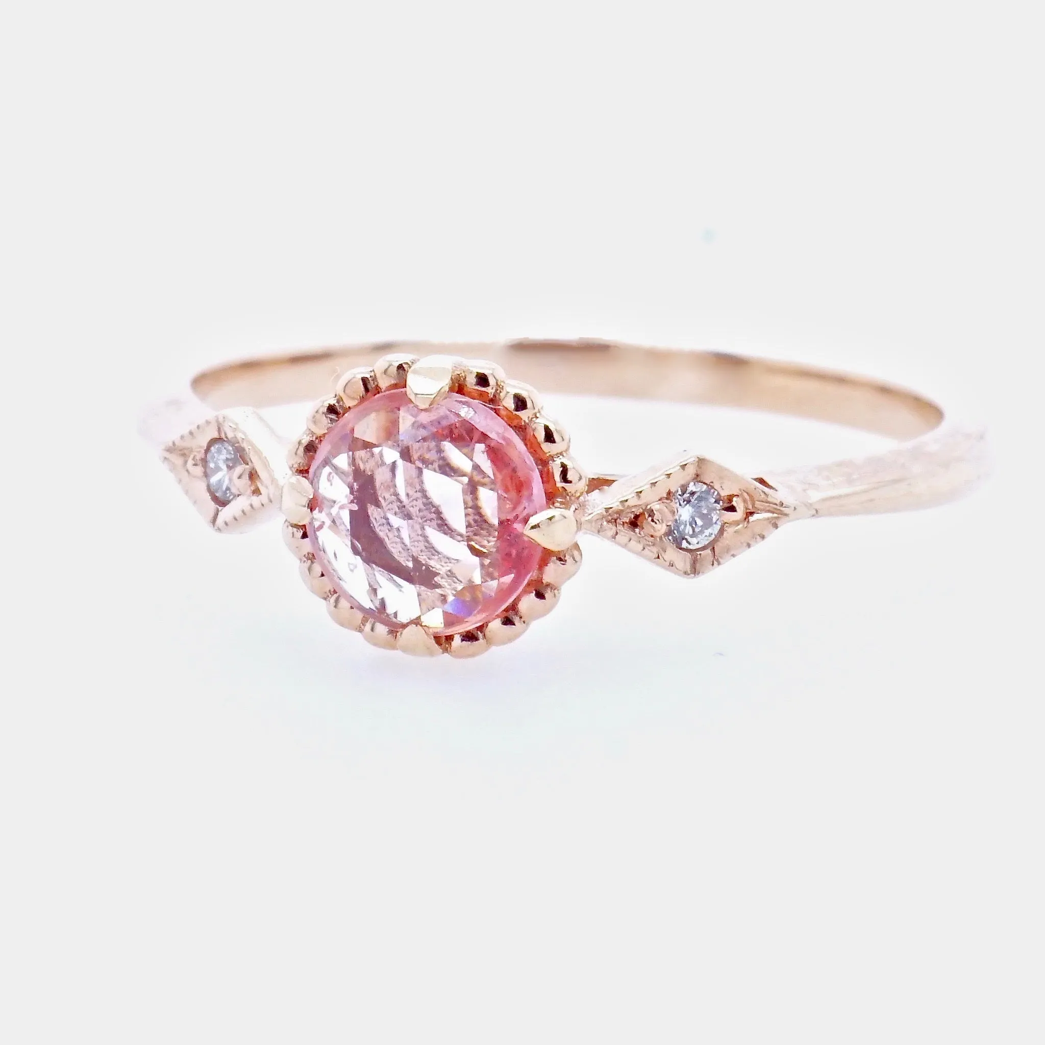 Pink Sapphire Diamond Compass Ring - Pink Sapphire Engagement Ring - September Birthstone Sapphire Ring