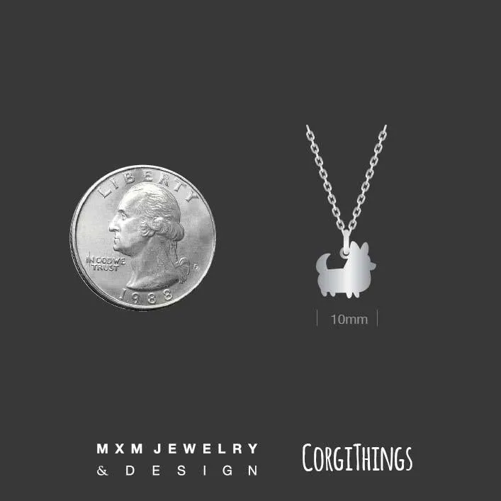 PREORDER: Corgi Things Necklace | Corgi With Tail | Sterling Silver