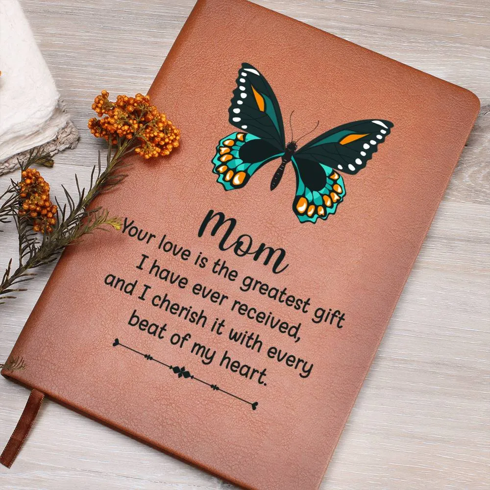 Printed Leather Journal Mom Butterfly