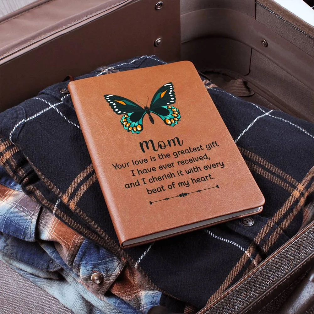 Printed Leather Journal Mom Butterfly