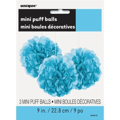 Puff Tissue Decoration 9" Powder Blue - 3 count