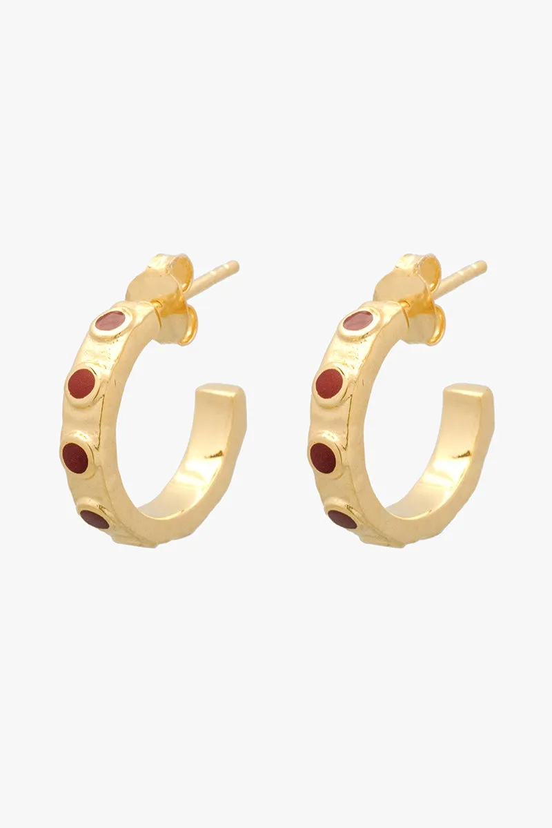 Red Detailed Hoop Gold Plated