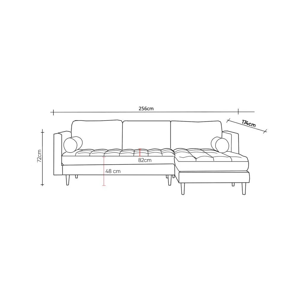 Rubeza Scott 4 Seater Left Hand Facing Chaise End Corner Sofa - Super Emerald Green