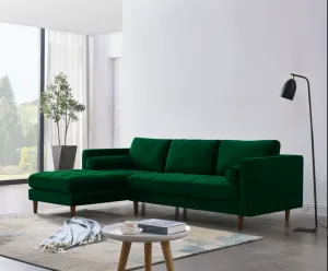 Rubeza Scott 4 Seater Left Hand Facing Chaise End Corner Sofa - Super Emerald Green