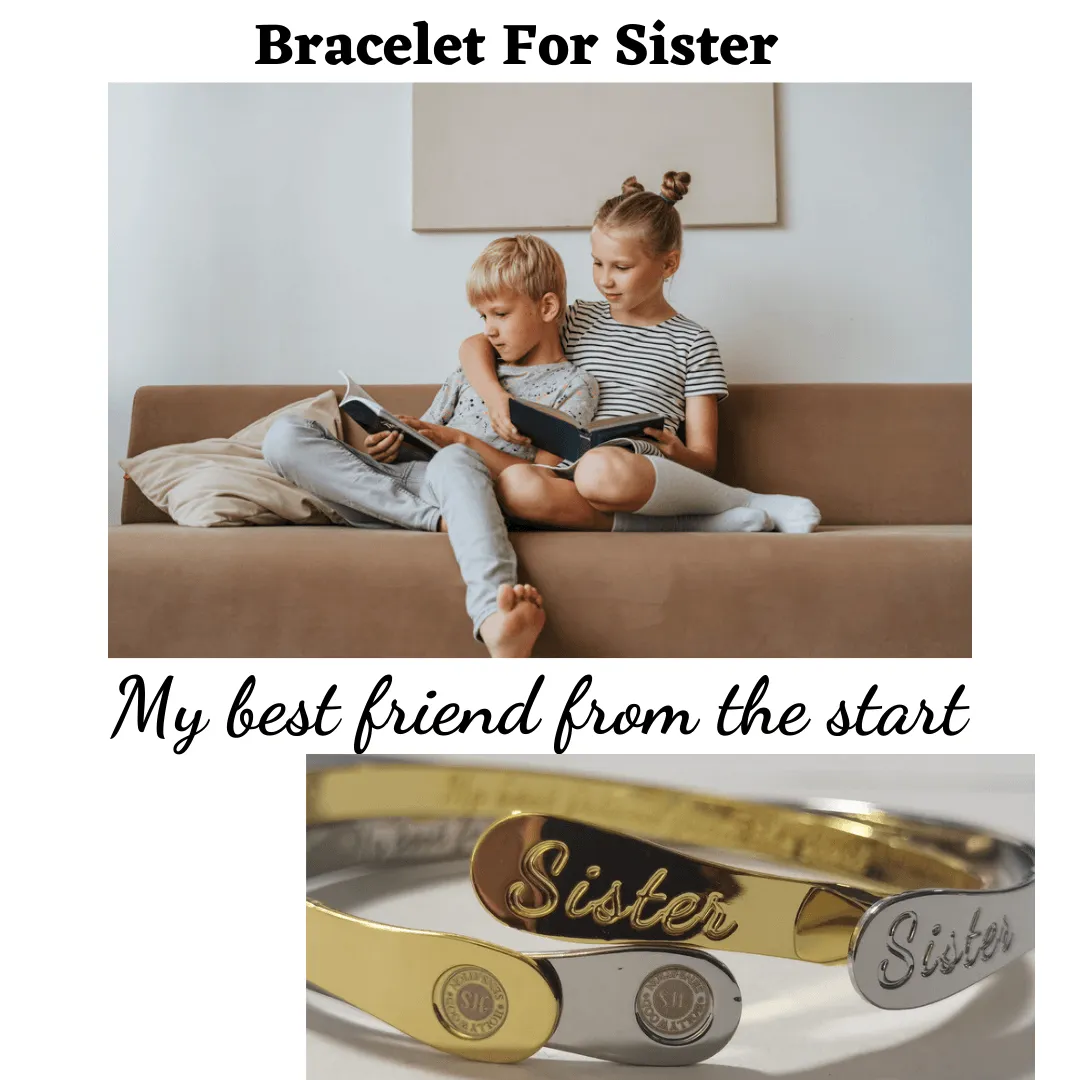 Sister Bracelets,  Engraved Bracelets My best friend from the start