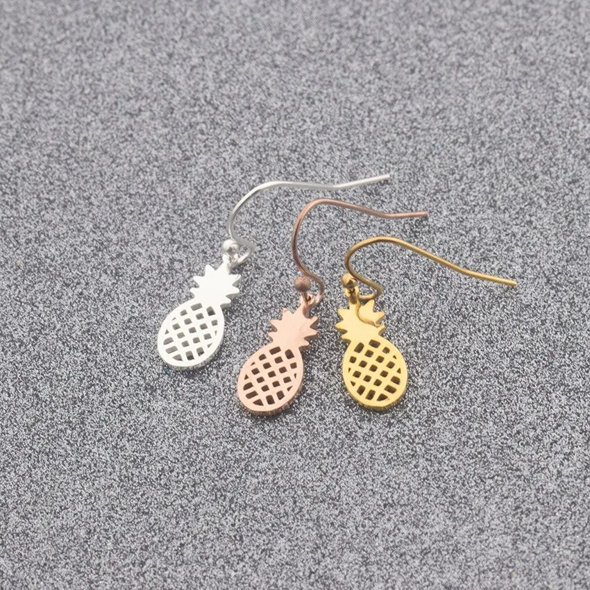 Summer Style Pineapple Earrings Silver Color Small