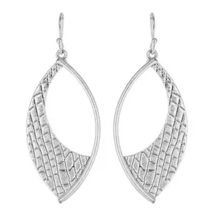 Textured Worn Silver Marquise Shape Earrings