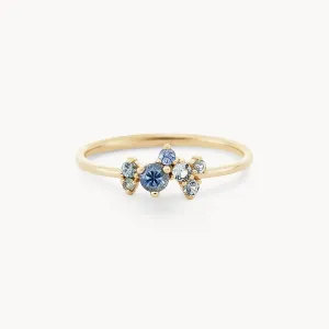 tie dye something blu ring - 14k yellow gold, blue and white sapphires